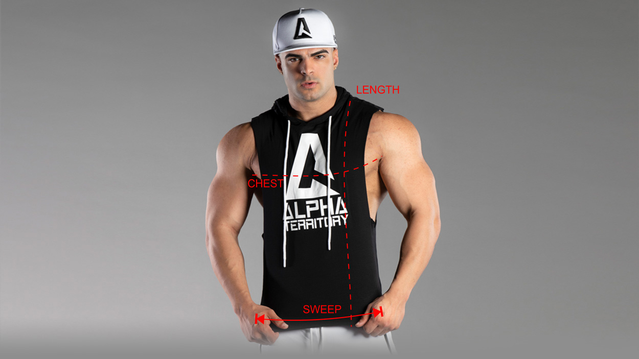 Mens sleeveless hoodie size guide