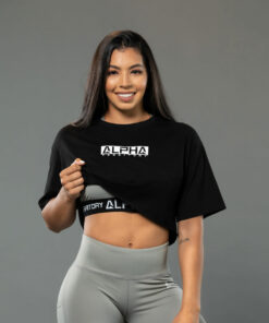 Alternative view of Black ALPHA Women’s Boyfriend Style Crop T-Shirt