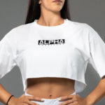 White ALPHA Women’s Boyfriend Style Crop T-Shirt