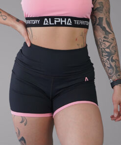 Alternative view of Pink and Black ALPHA Women’s Reversible High Waist Shorts