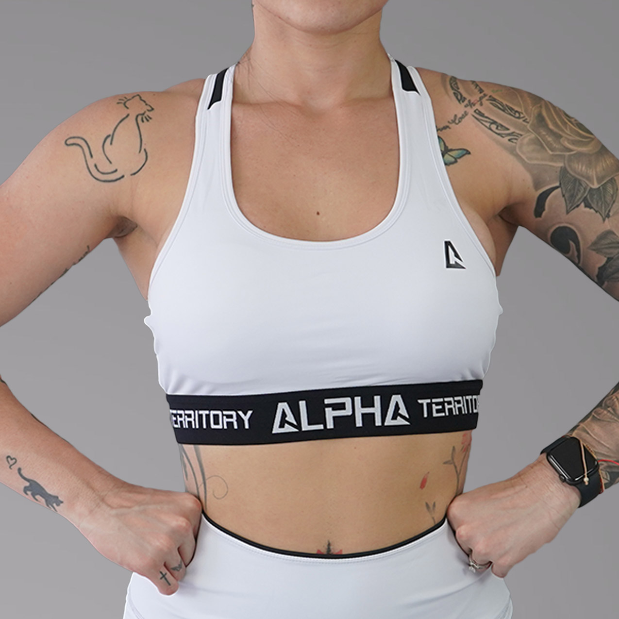 White ALPHA Women's Sports Bra - ALPHA Territory®