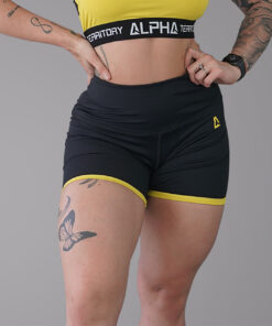 Alternative view of Yellow and Black ALPHA Women’s Reversible High Waist Shorts
