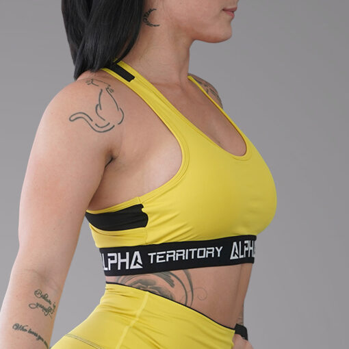 Yellow and Black ALPHA Women's Full Sports Bra - ALPHA Territory®