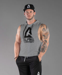 Alternative view of Middle Gray ALPHA Men’s Sleeveless Hoodie